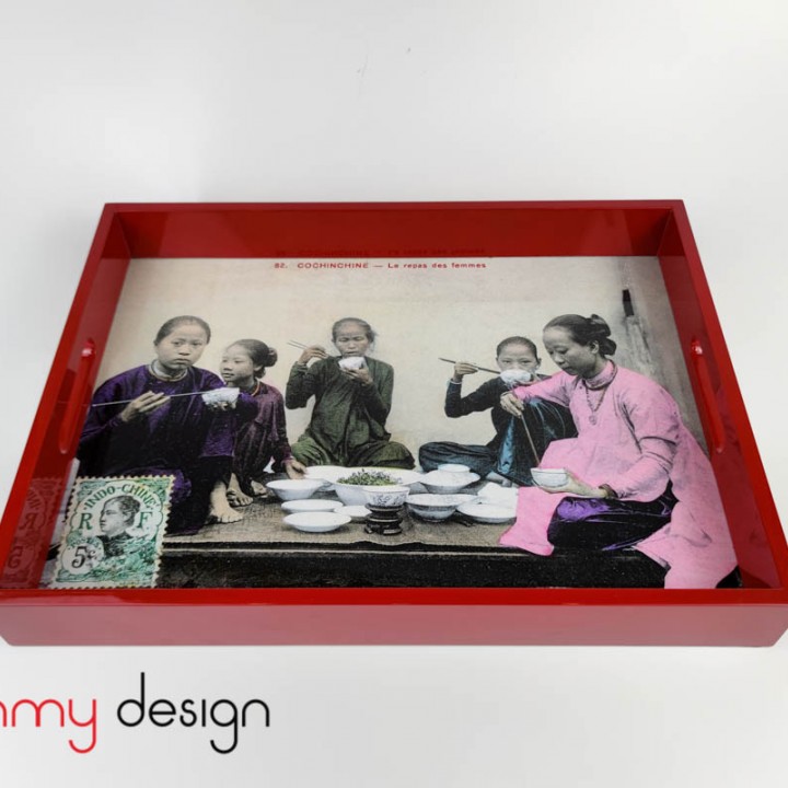 Lacquer rectangular tray with The women&#39;s meal picture 42*32*5cm